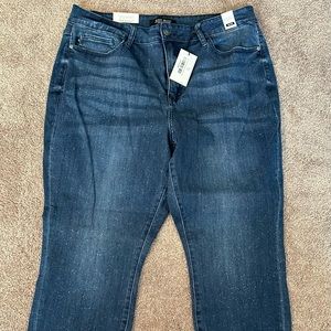 NWT Judy Blue Jeans 20W Dark Blue Starry Night Mineral Wash Relaxed Fit Jeans